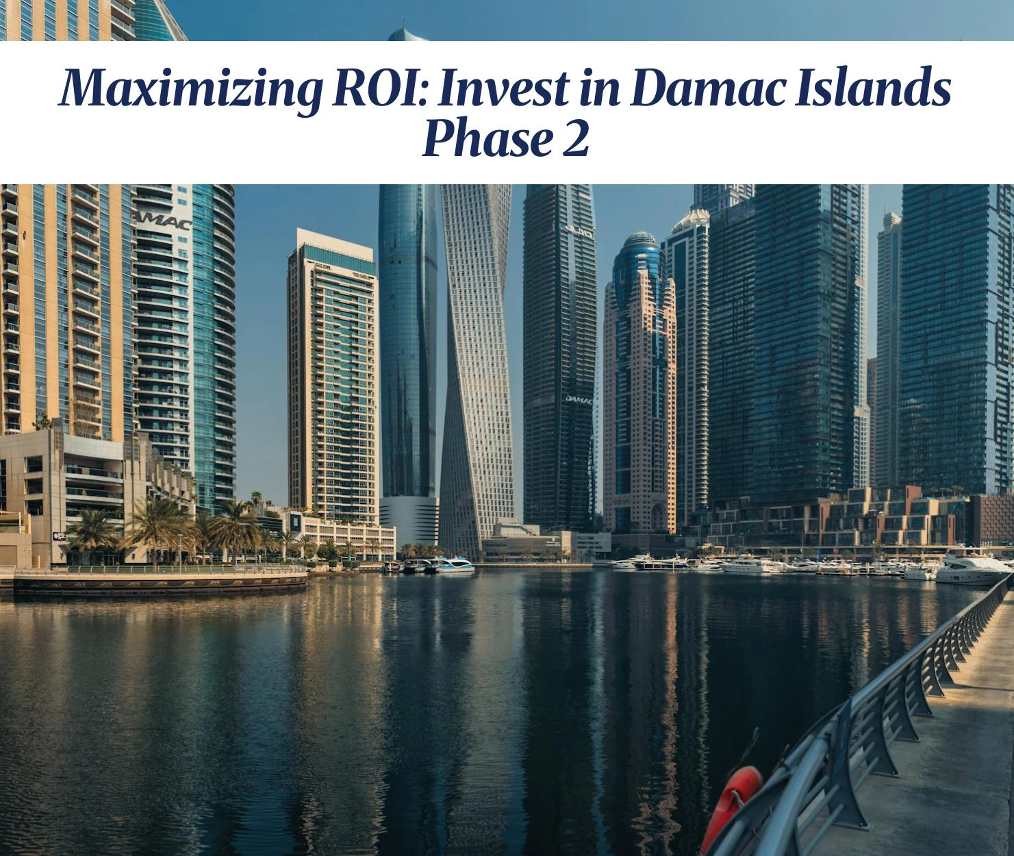 An aerial view of Damac Islands with modern luxury villas and waterfront views.