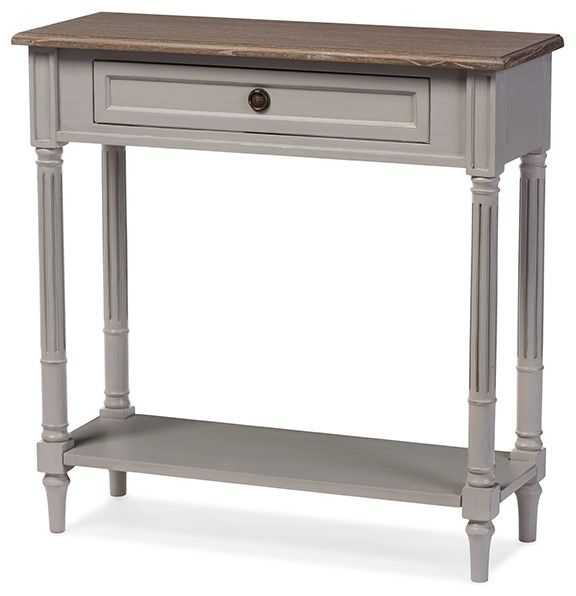 Baxton Studio White Wash Distressed Two Tone 1 Drawer Console Table In Oceanside White Washed Console Tables (Gallery 1 of 20)