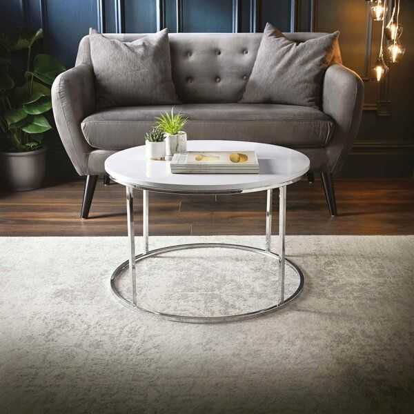 Ivy Bronx Aralyn Contemporary White High Gloss Round Coffee Table With A  Metal Base & Reviews | Wayfair.co.uk For High Gloss Coffee Tables (Gallery 14 of 20)