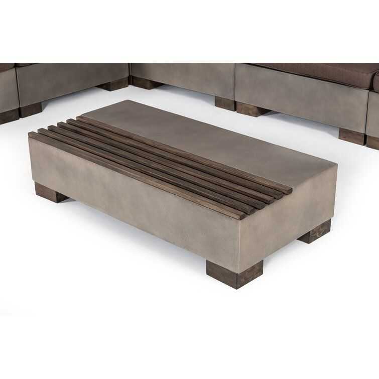 Vig Furniture Delaware Modern Concrete & Acacia Rectangular Coffee Table |  Wayfair Intended For Modern Concrete Coffee Tables (Gallery 7 of 20)