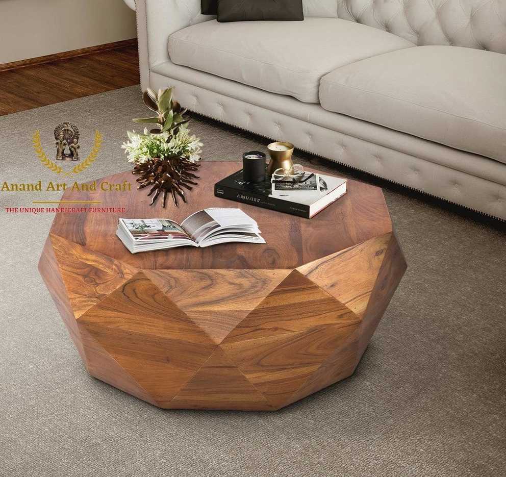 Wooden Coffee Table Diamond Shape Wooden Cocktail Table Unique – Etsy Inside Diamond Shape Coffee Tables (Gallery 13 of 20)
