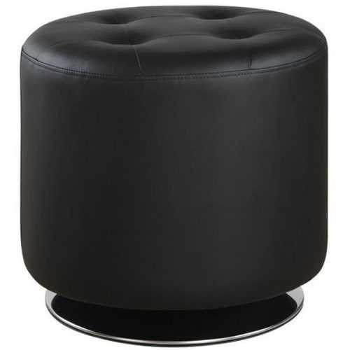 Round Gold Faux Leather Ottomans With Pull Tab (Photo 19 of 20)
