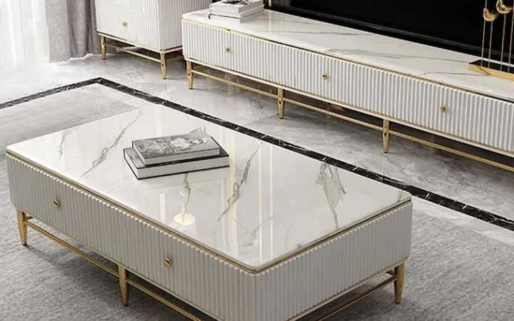 White Faux Marble Coffee Tables