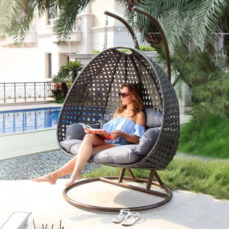 Featured Photo of Rattan Garden Swing Chairs