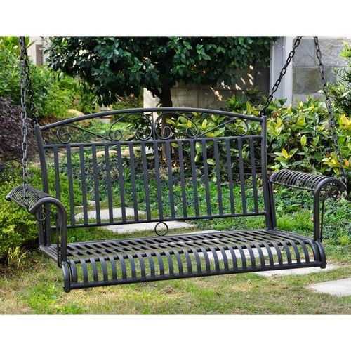Featured Photo of 2 Person Antique Black Iron Outdoor Swings