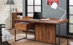 Walnut Wood and Black Metal Office Desks