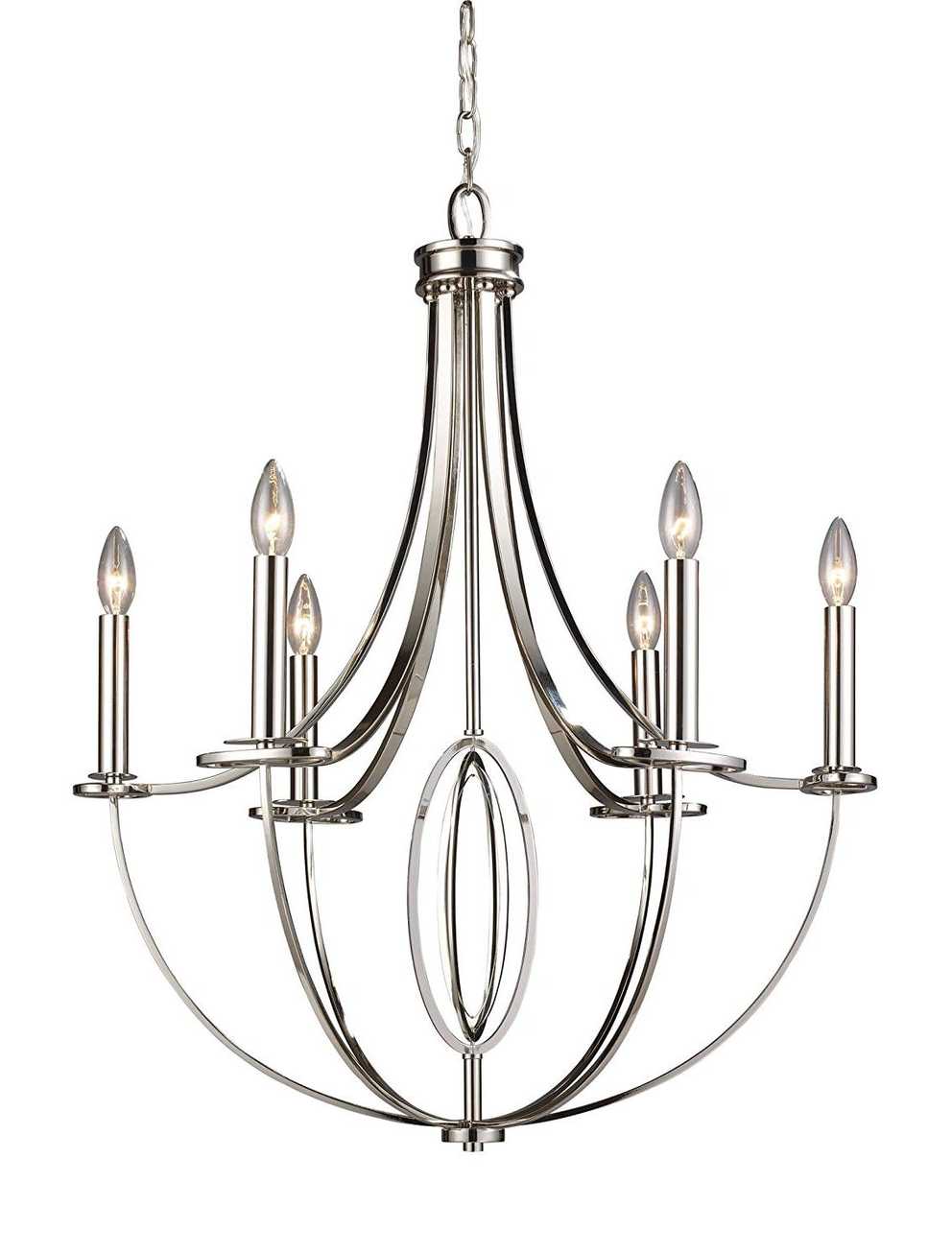 Elk 10121/6 Dione 6 Light Chandelier In Polished Nickel Intended For Widely Used Hayden 5 Light Shaded Chandeliers (Photo 16 of 25)