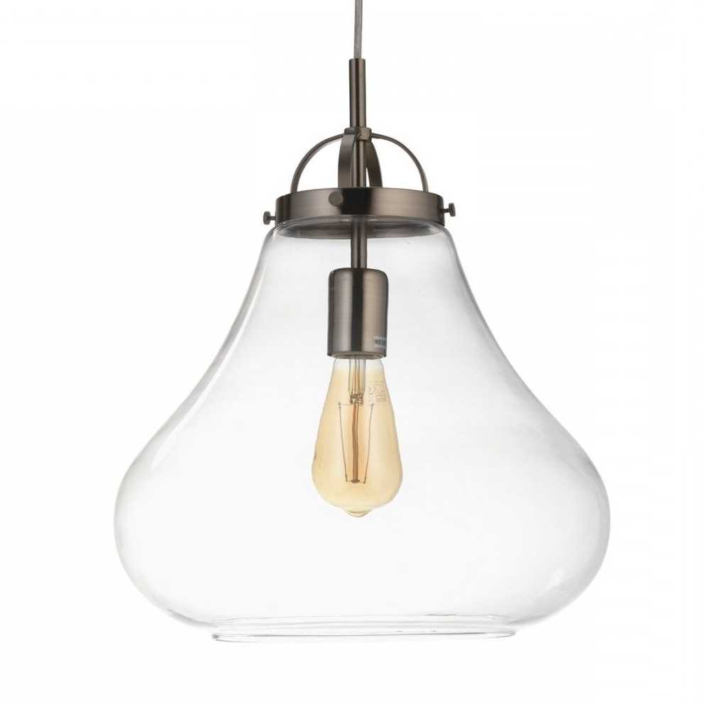 Favorite Terry 1 Light Single Bell Pendants With 1009/1 Ac Turua Single Light Ceiling Pendant In Antique Chrome Finish With  Clear Glass Shade (Photo 9 of 25)