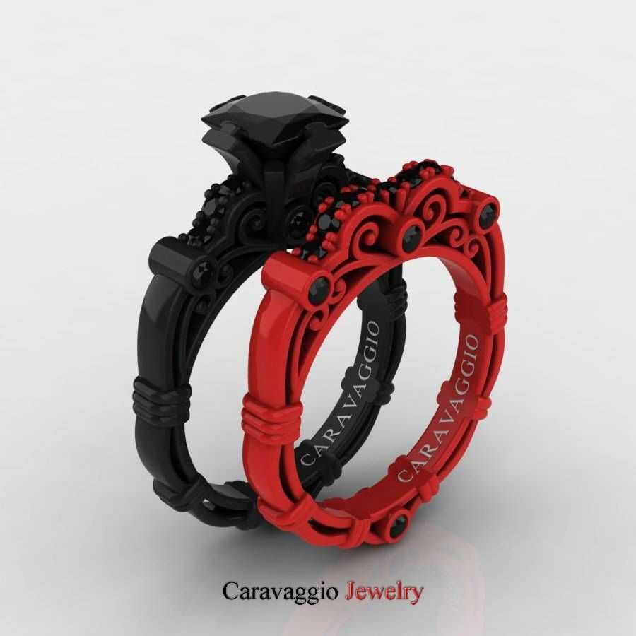 Featured Photo of Black And Red Wedding Bands