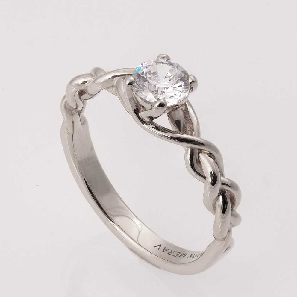 Braided Engagement Ring No.2 14k White Gold And Diamond With Regard To Braided Wedding Bands (Gallery 12 of 15)