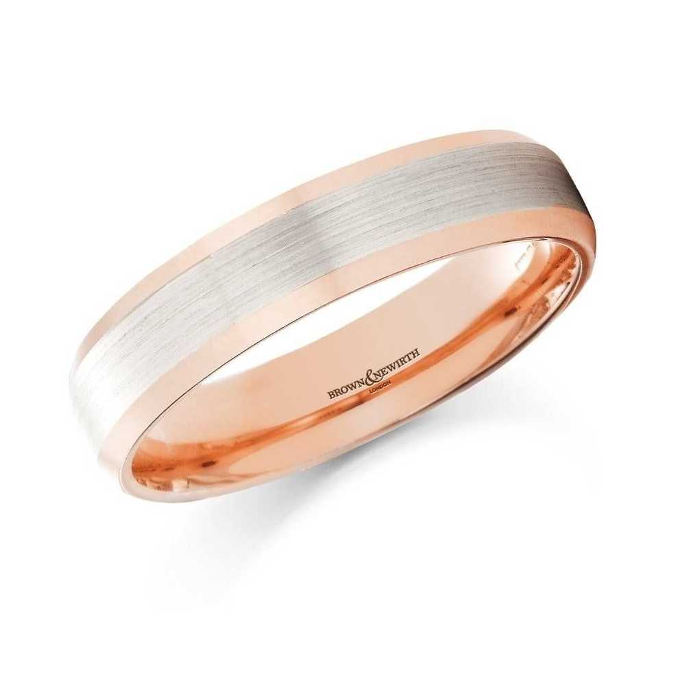 Brown & Newirth 7137 18ct Rose Gold & Palladium Wedding Ring, 5mm In Most Recently Released 5mm Palladium Wedding Bands (Gallery 10 of 15)