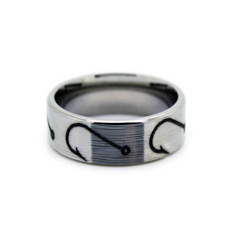 Fishing Hook Wedding Rings – Fish Hook Bandone Camo Pertaining To Titanium Mens Wedding Rings (Gallery 15 of 15)