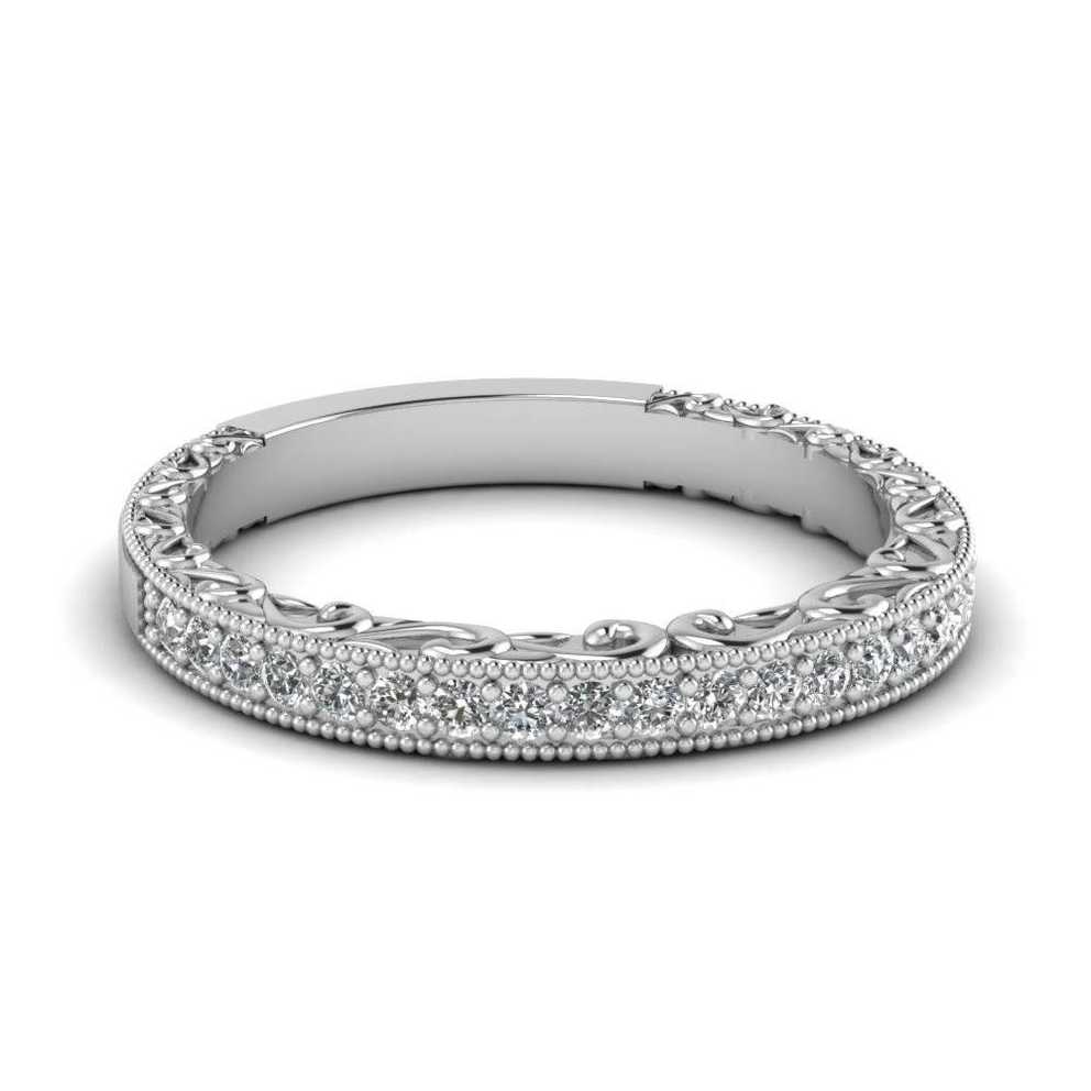 Wedding Band With White Diamond In 14k White Gold | Fascinating Pertaining To White Gold Womens Wedding Bands (Gallery 7 of 15)