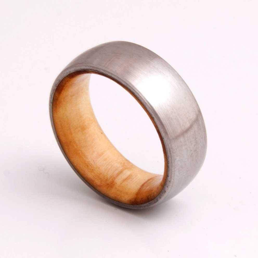 Wooden Ring / Wedding Band / Titanium Olive Wood Ring Throughout Titanium Mens Wedding Rings (Gallery 1 of 15)