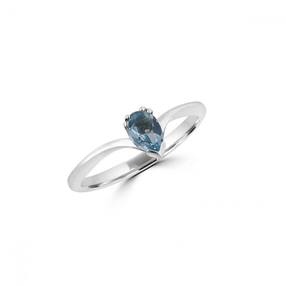 Avanti Sterling Silver Wishbone Ring With Pear Blue Topaz In Most Popular Tiara Wishbone Rings (Gallery 17 of 25)