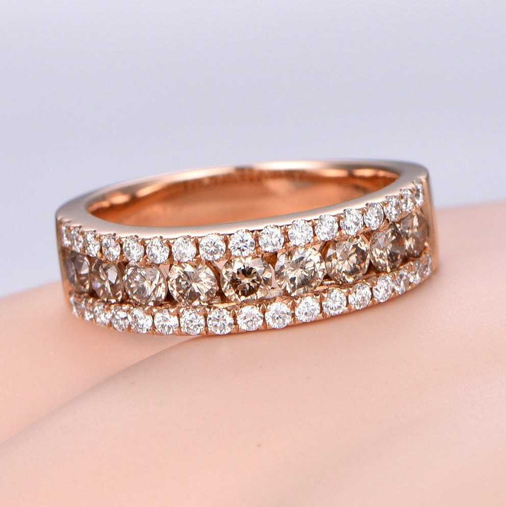 Featured Photo of Champagne Diamond Anniversary Bands In Rose Gold