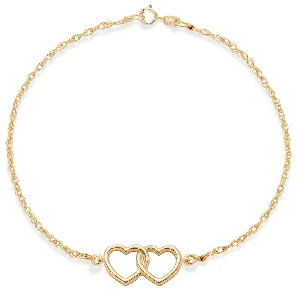 Lilou – Bracelet With Gold Plated Joined Hearts On A Chain Inside Newest Joined Hearts Chain Necklaces (Gallery 21 of 25)