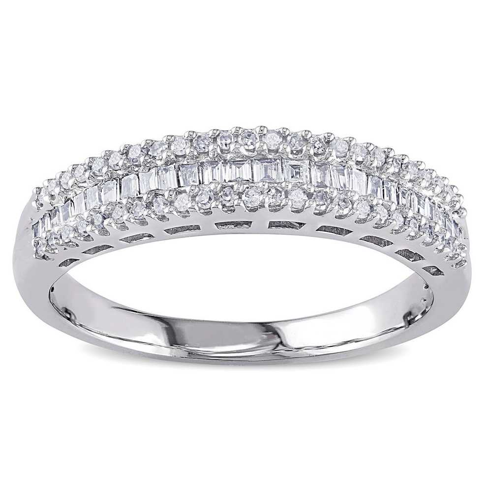 Miadora 14k White Gold 1/3ct Tdw Baguette Diamond Anniversary Band With Most Recent Round And Baguette Diamond Anniversary Bands In White Gold (Gallery 12 of 25)