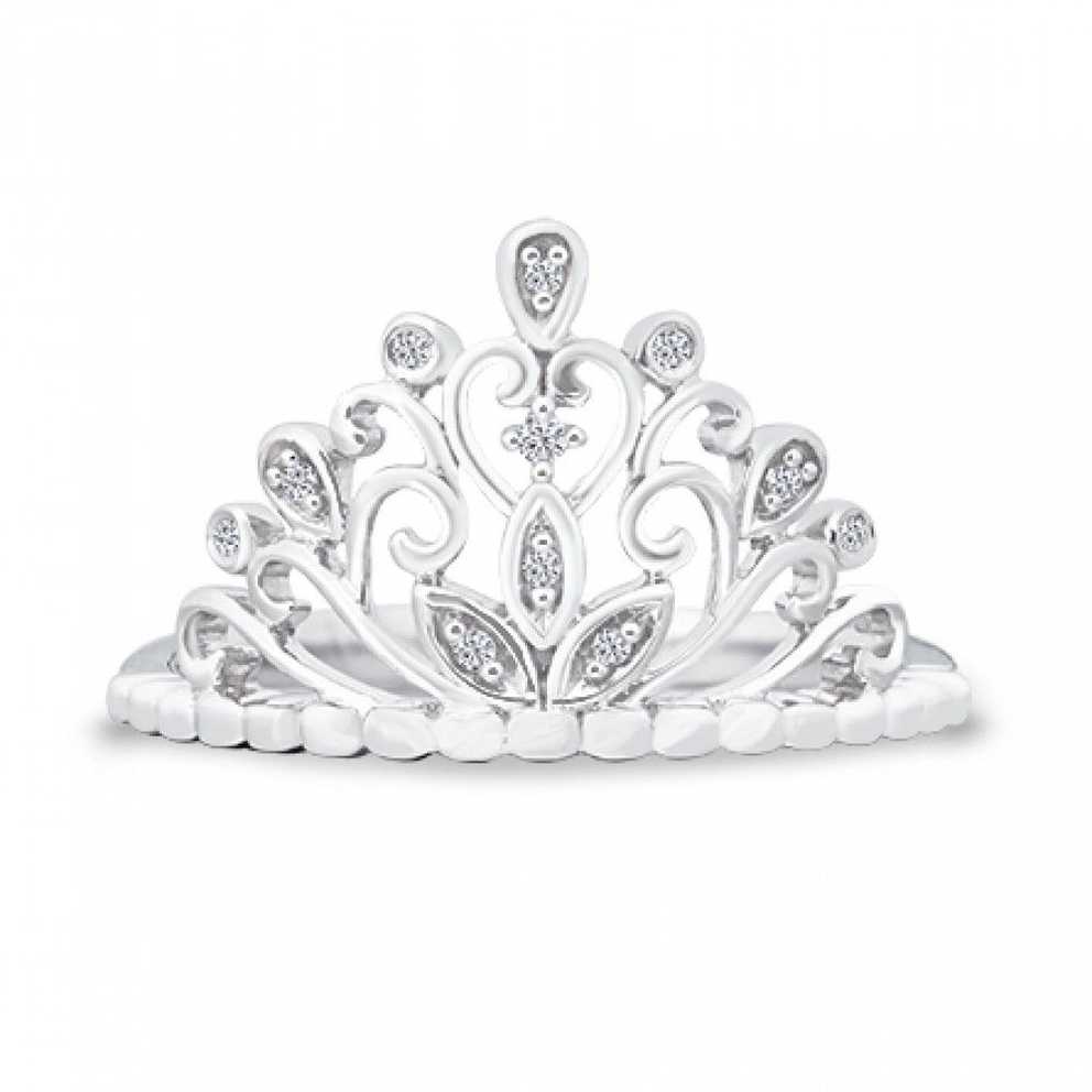 Simon Curwood Jewellers 9ct White Gold Diamond Princess Tiara Crown With Most Recently Released Princess Tiara Crown Rings (Gallery 9 of 25)