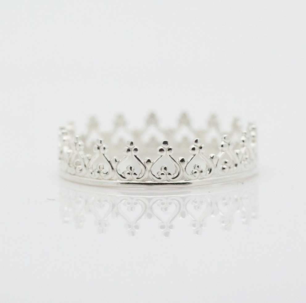 Sterling Silver Crown Ring. Dainty Princess Crown Ring. Silver In Current Princess Tiara Crown Rings (Gallery 3 of 25)