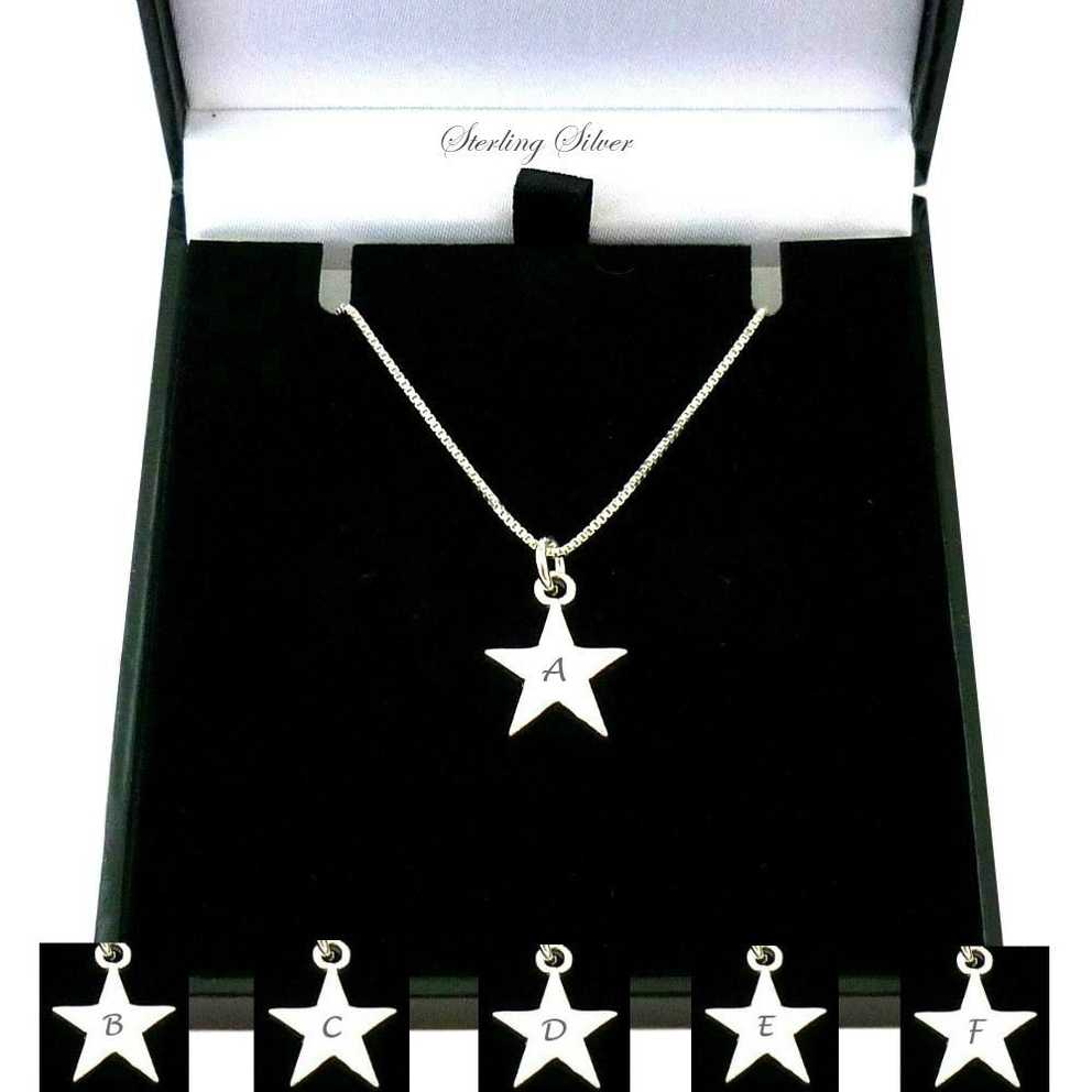 Sterling Silver Star Necklace With Letter Engraved In Most Up To Date Letter U Alphabet Locket Element Necklaces (Gallery 22 of 25)
