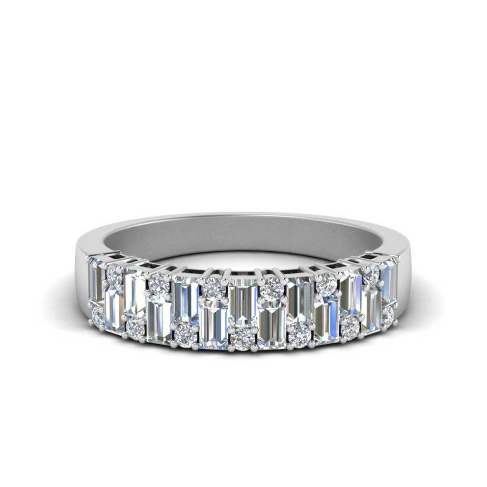 Featured Photo of Baguette And Round Diamond Anniversary Bands In White Gold
