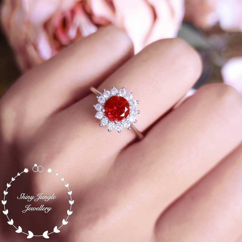 Featured Photo of Ruby Delicate Halo Rings