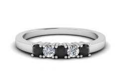Diamond Five Stone Anniversary Bands in Sterling Silver