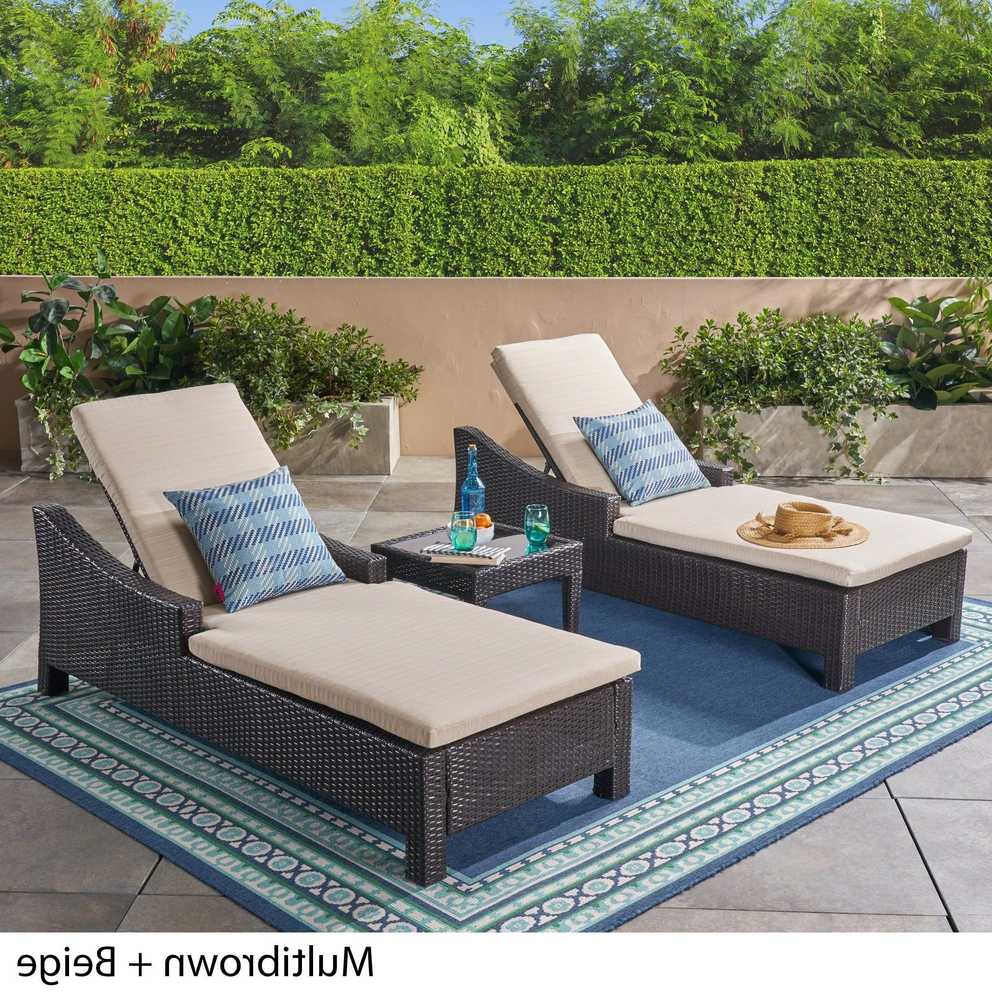 Featured Photo of Outdoor 3 Piece Wicker Chaise Lounges and Table Sets