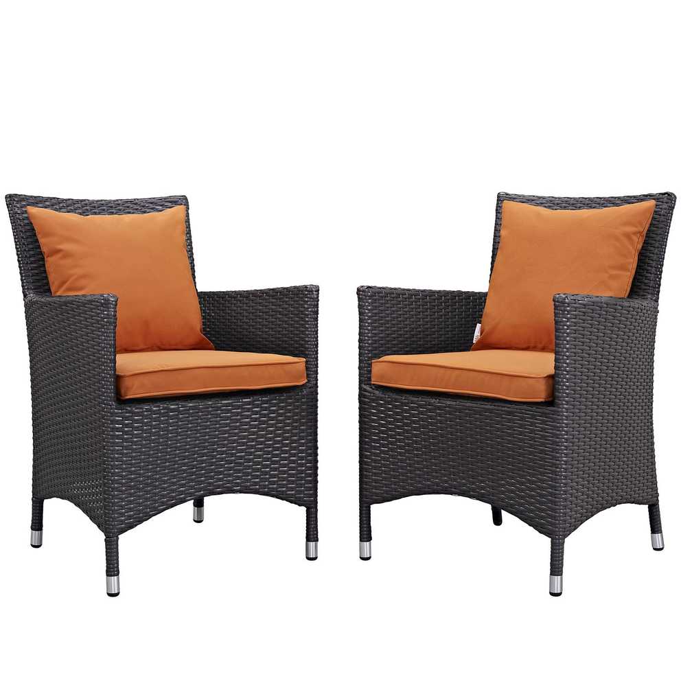 Featured Photo of Mocha Fabric Outdoor Wicker Armchair Sets