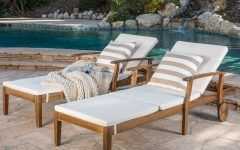 Perla Outdoor Acacia Wood Chaise Lounges