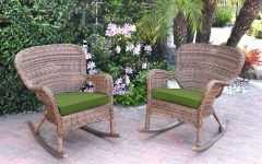 Green Rattan Outdoor Rocking Chair Sets