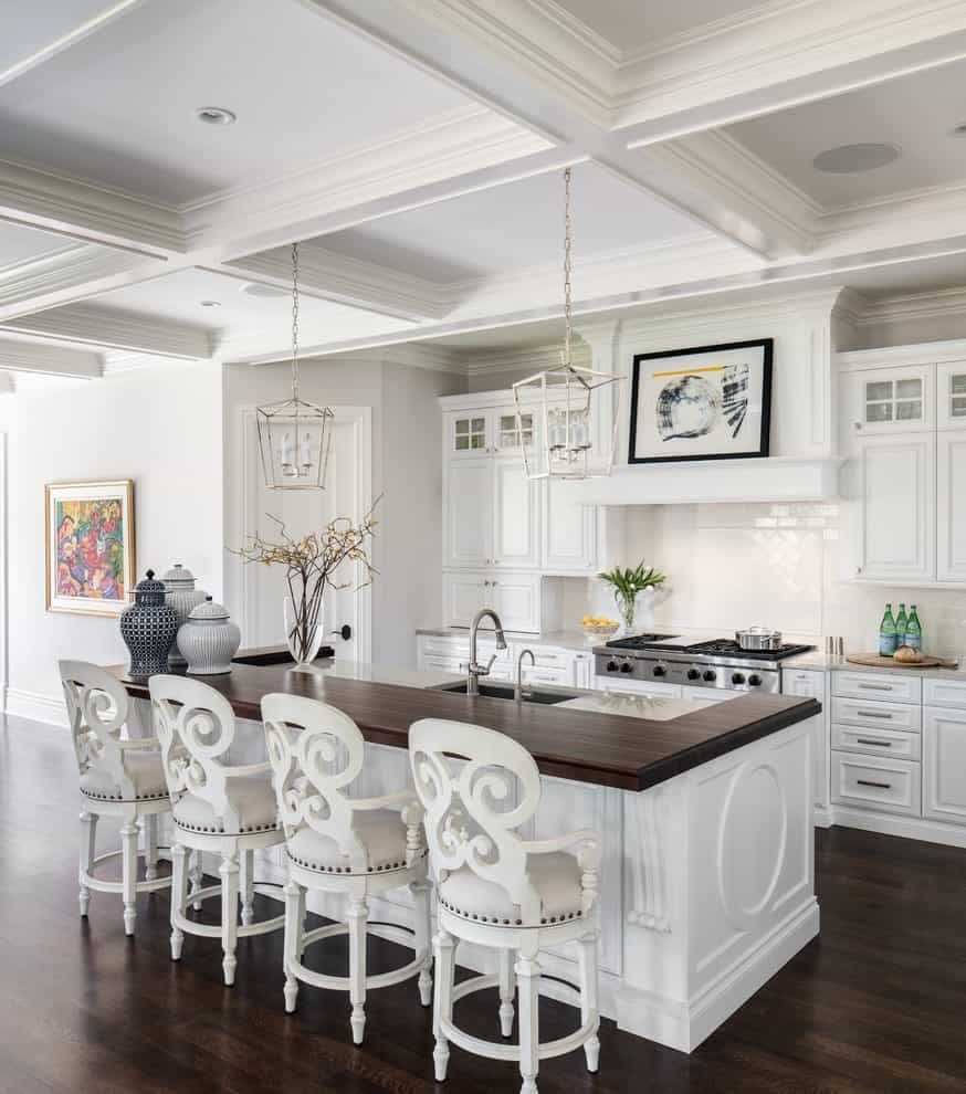 Classic Inspiration For A Timeless Kitchen Remodel With Raised Panel Cabinets, Dark Hardwood Floors, An Island And Marble Countertops (Photo 31 of 39)