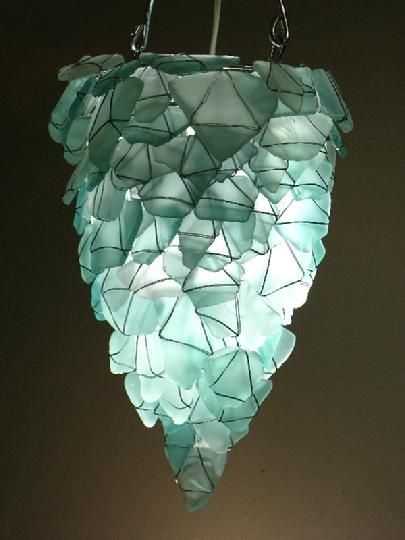 105 Best Sea Glass Lighting Images On Pinterest Glass Pendants With Regard To Turquoise Gem Chandelier Lamps (Photo 22 of 25)