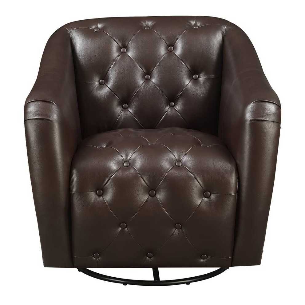 Featured Image of Chocolate Brown Leather Tufted Swivel Chairs