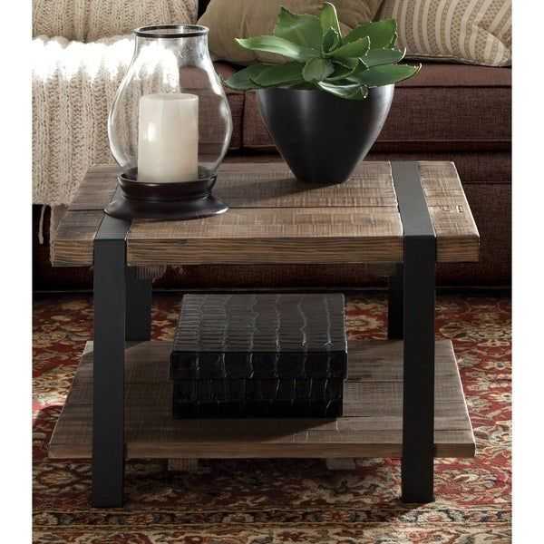 Featured Image of Carbon Loft Kenyon Cube Brown Wood Rustic Coffee Tables