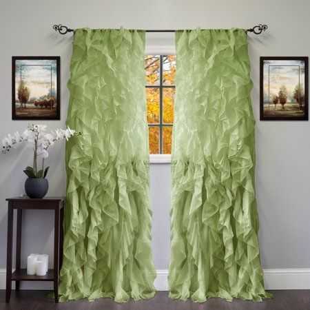 Featured Image of Sheer Voile Waterfall Ruffled Tier Single Curtain Panels