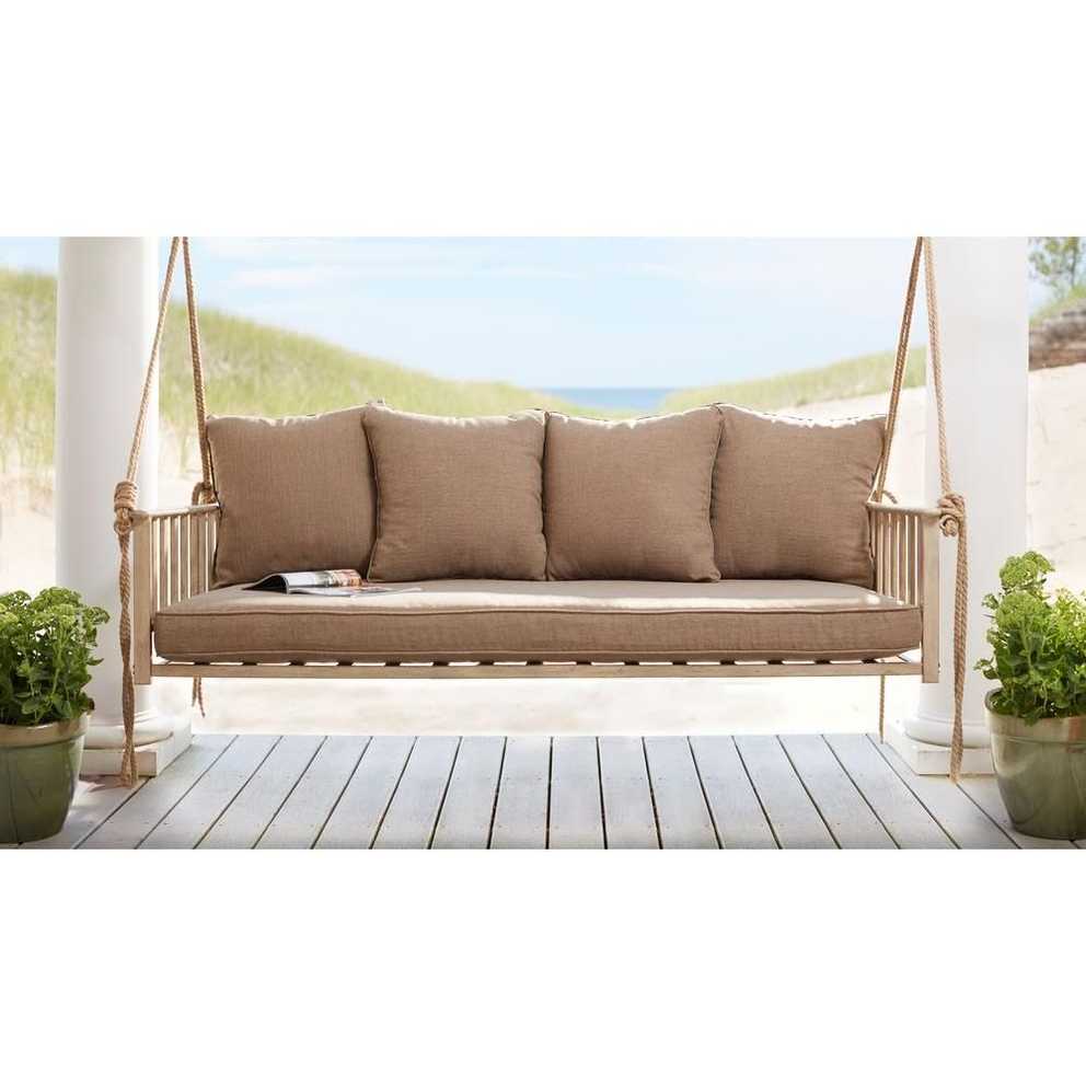 Cane Patio Outdoor Patio Swing With Square Back Cushions For Canopy Patio Porch Swings With Pillows And Cup Holders (Photo 11 of 25)