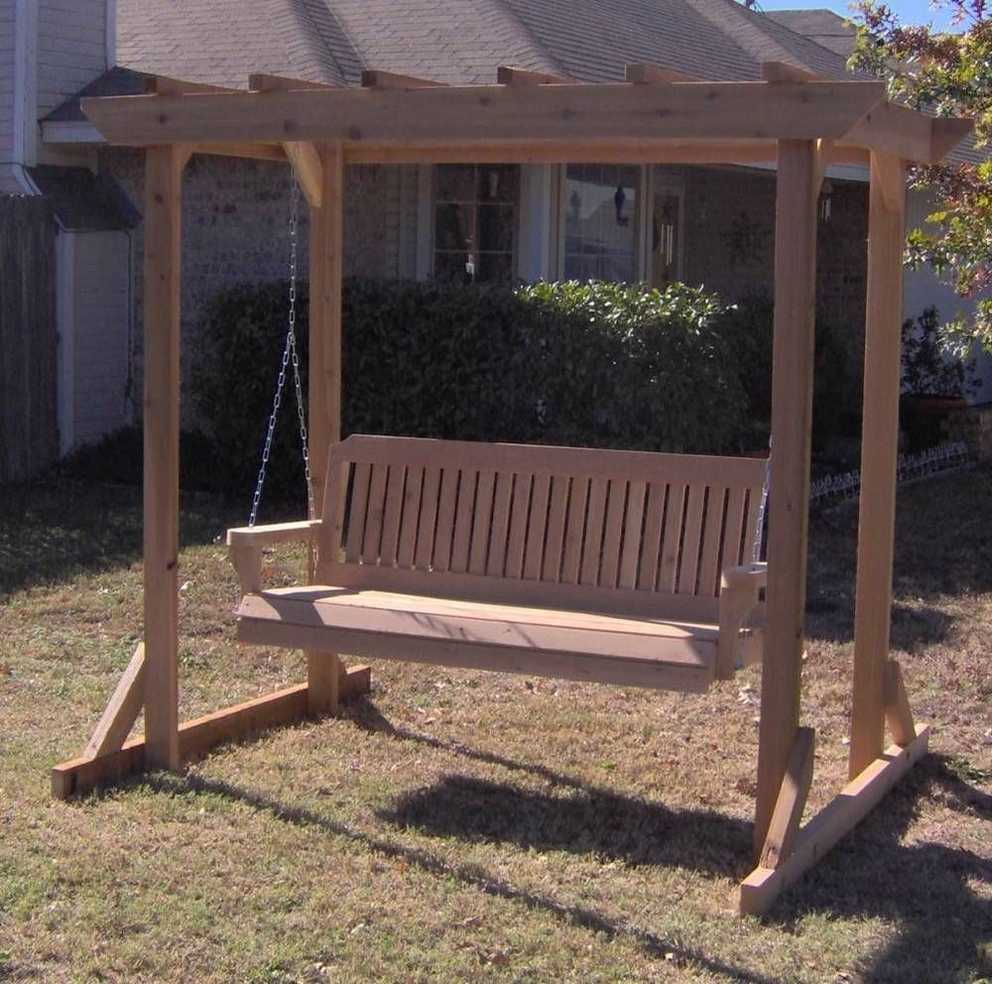 Details About New All Cedar Garden Arbor & 5 Foot Porch Inside Pergola Porch Swings With Stand (Photo 9 of 26)