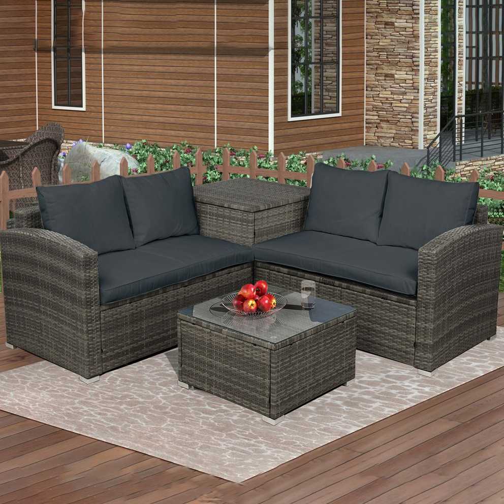 15 Photos 4-Piece Gray Outdoor Patio Seating Sets | Patio Seating Ideas