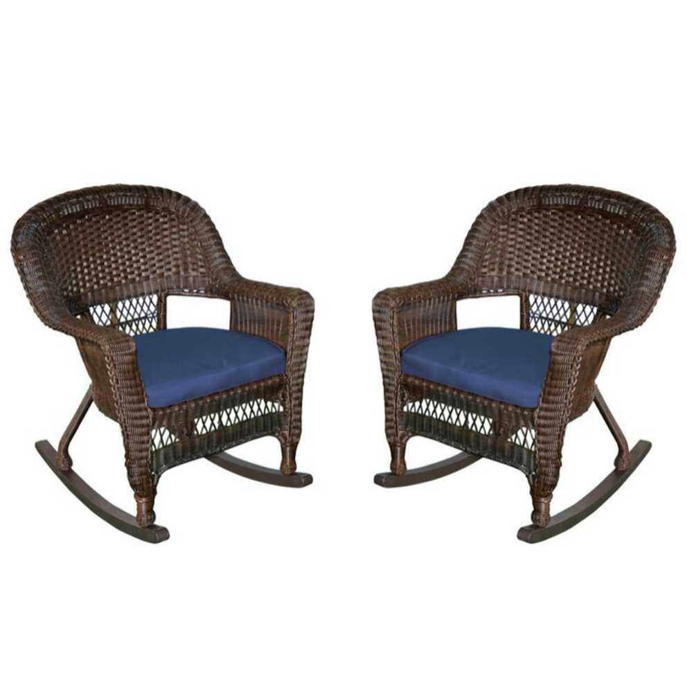 Set Of 2 Espresso Brown Resin Wicker Outdoor Garden Patio Rocker Chairs Within Green Rattan Outdoor Rocking Chair Sets (Photo 4 of 15)