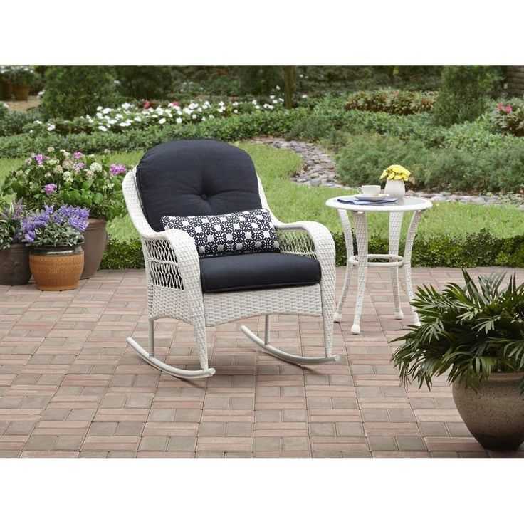 Wicker Rocking Chair With Cushions Indoor Outdoor Patio Porch Garden Throughout Green Rattan Outdoor Rocking Chair Sets (Photo 5 of 15)