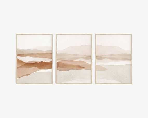 3 Piece Wall Art Abstract Landscape Prints Neutral Abstract – Etsy Throughout Abstract Terracotta Landscape Wall Art (Photo 15 of 15)