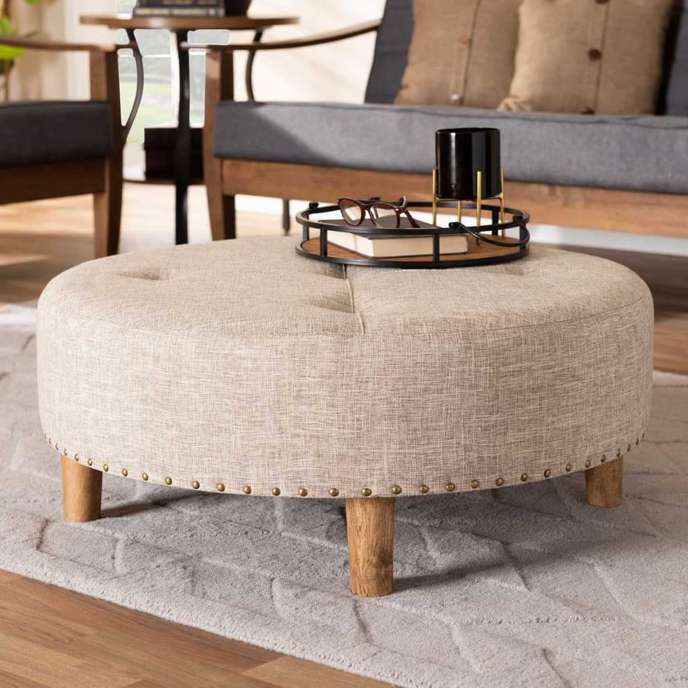 Top 10 of Natural Beige and White Cylinder Pouf Ottomans