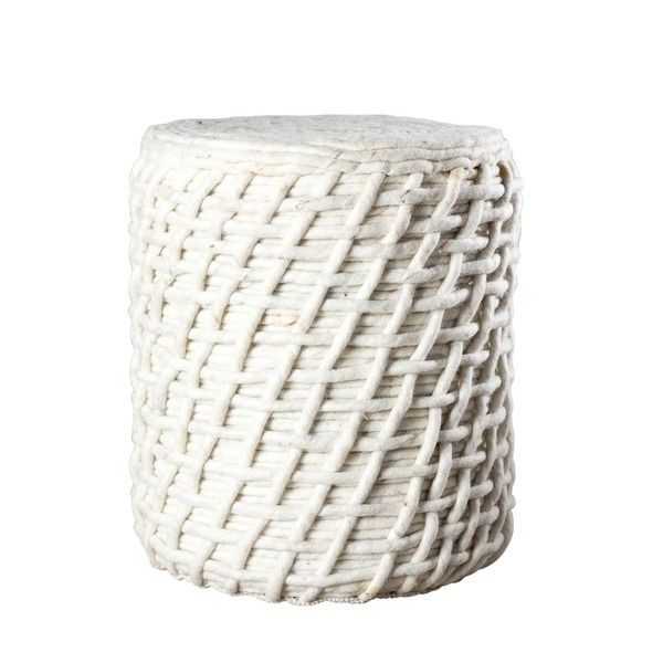Featured Photo of Charcoal And Camel Basket Weave Pouf Ottomans