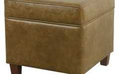2023 Best of Brown Leather Square Pouf Ottomans