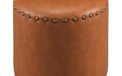 Top 10 of Brown Leather Hide Round Ottomans