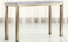 Parsons Grey Marble Top & Brass Base 48x16 Console Tables