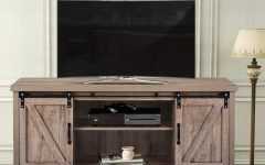 Dark Brown Tv Cabinets with 2 Sliding Doors and Drawer