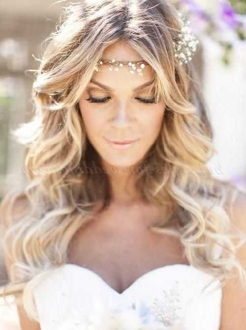 Current Wedding Long Down Hairstyles Intended For Long Wedding Hairstyles – Hair Down Bridal Hairstyle With Forehead (Gallery 9 of 20)